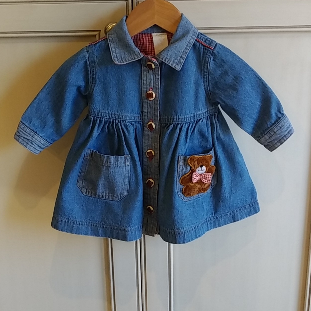 Vintage Baby Togs Denim Dress/Teddy Bear Pocket